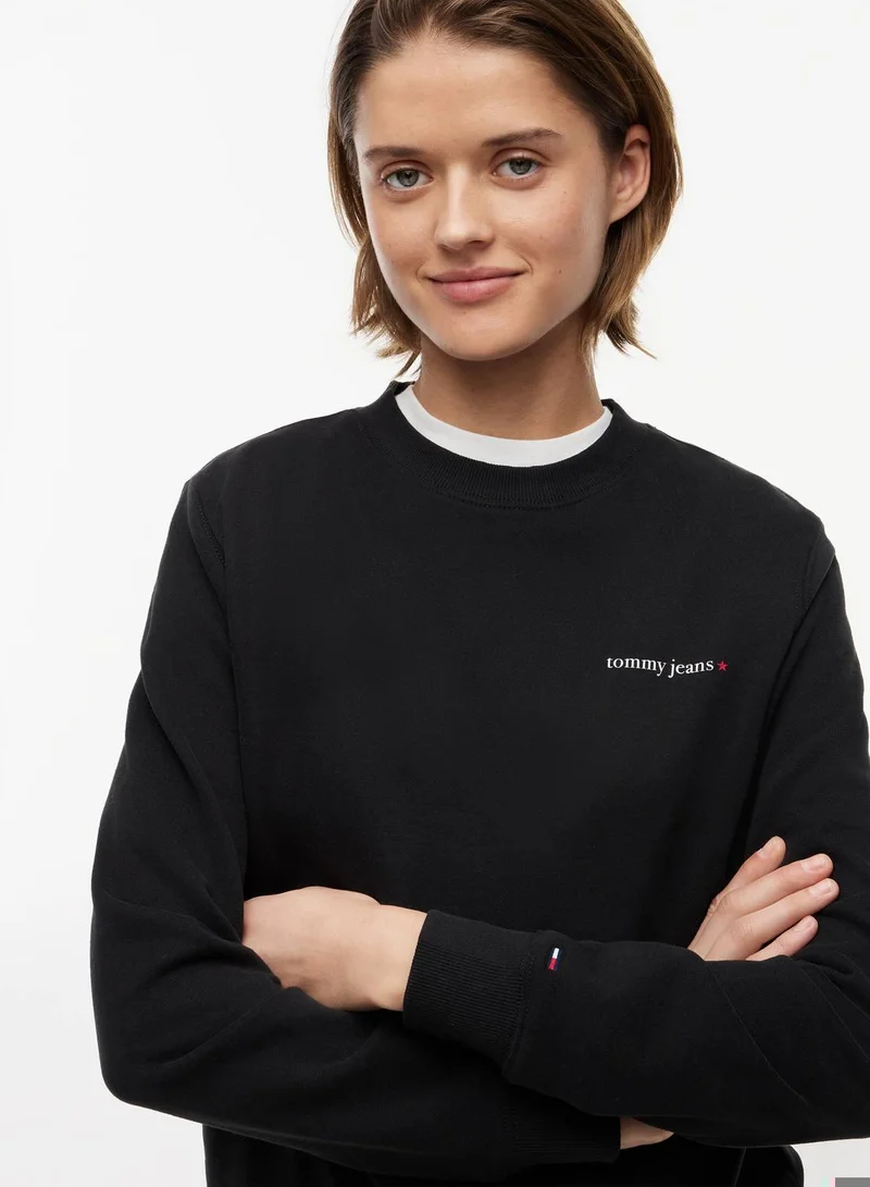 TOMMY JEANS Black Essential Crewneck Sweatshirt for Women | Best Price UAE