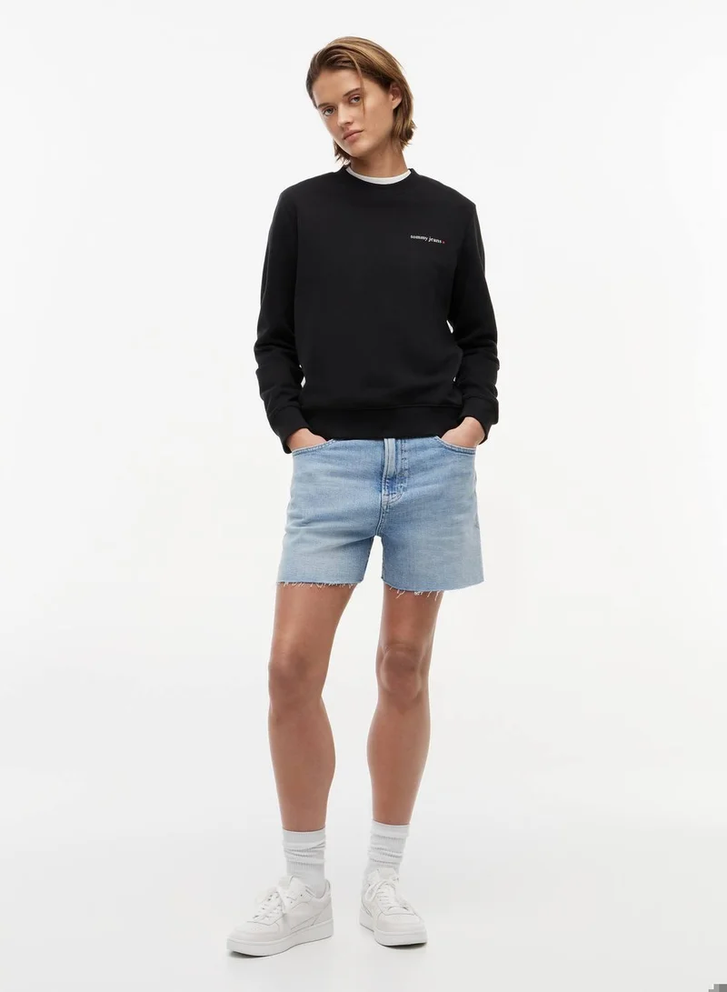 TOMMY JEANS Black Essential Crewneck Sweatshirt for Women | Best Price UAE