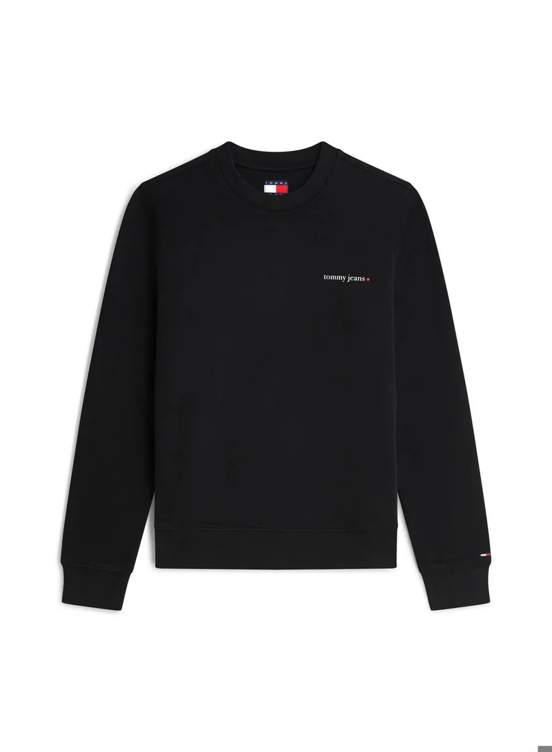 TOMMY JEANS Black Essential Crewneck Sweatshirt for Women | Best Price UAE