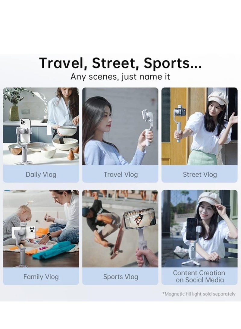 3-Axis Smartphone Gimbal Stabilizer with Fill Light for Vlogging and Live Streaming - Lightweight and Portable for iPhone and Android - Image 5