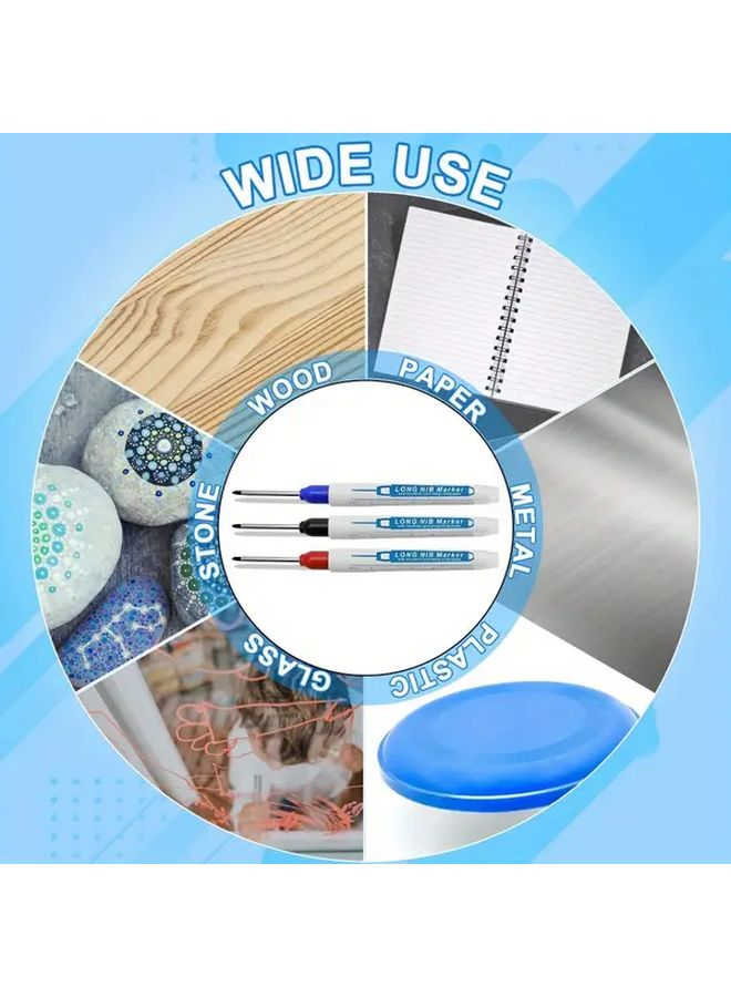 6 Pack Extra Long 30mm Hole Markers Black Red Blue For Wood Plastic Metal - Image 5