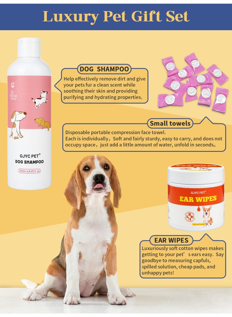 GJYC PET Pet Grooming Kit – Natural Dog Shampoo, Ear Wipes, Comb, Paw Cleansing Foam, Bow Tie, Towel, Paw Balm – Complete Dog Grooming Supplies for Cleaning & Health  - Image 5