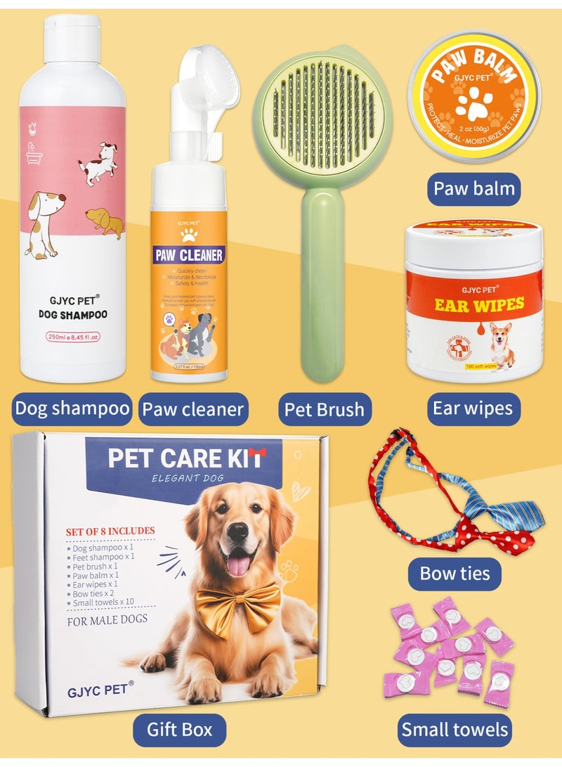 GJYC PET Pet Grooming Kit – Natural Dog Shampoo, Ear Wipes, Comb, Paw Cleansing Foam, Bow Tie, Towel, Paw Balm – Complete Dog Grooming Supplies for Cleaning & Health  - Image 4