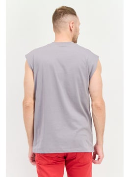 Asos Design Men Crew Neck Sleeveless Graphic Print Vest, Grey Combo  - Image 2