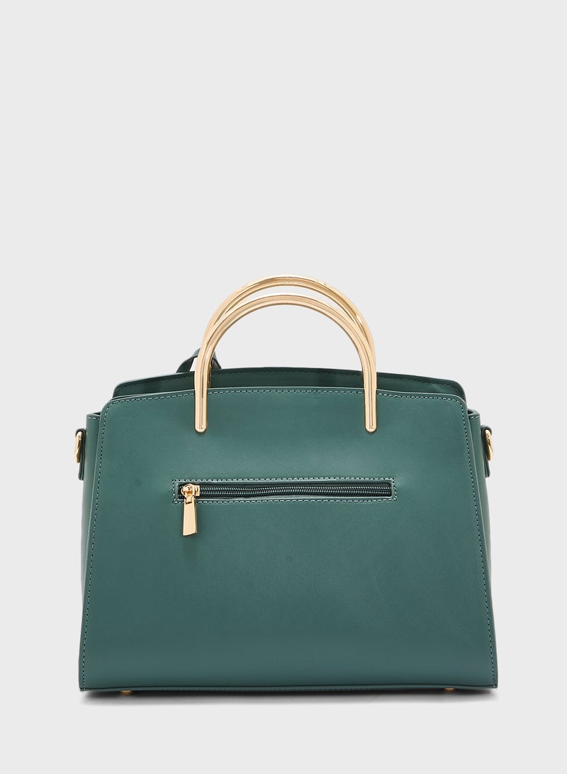 Khizana Metal Handle Textured Satchel Bag  - Image 2
