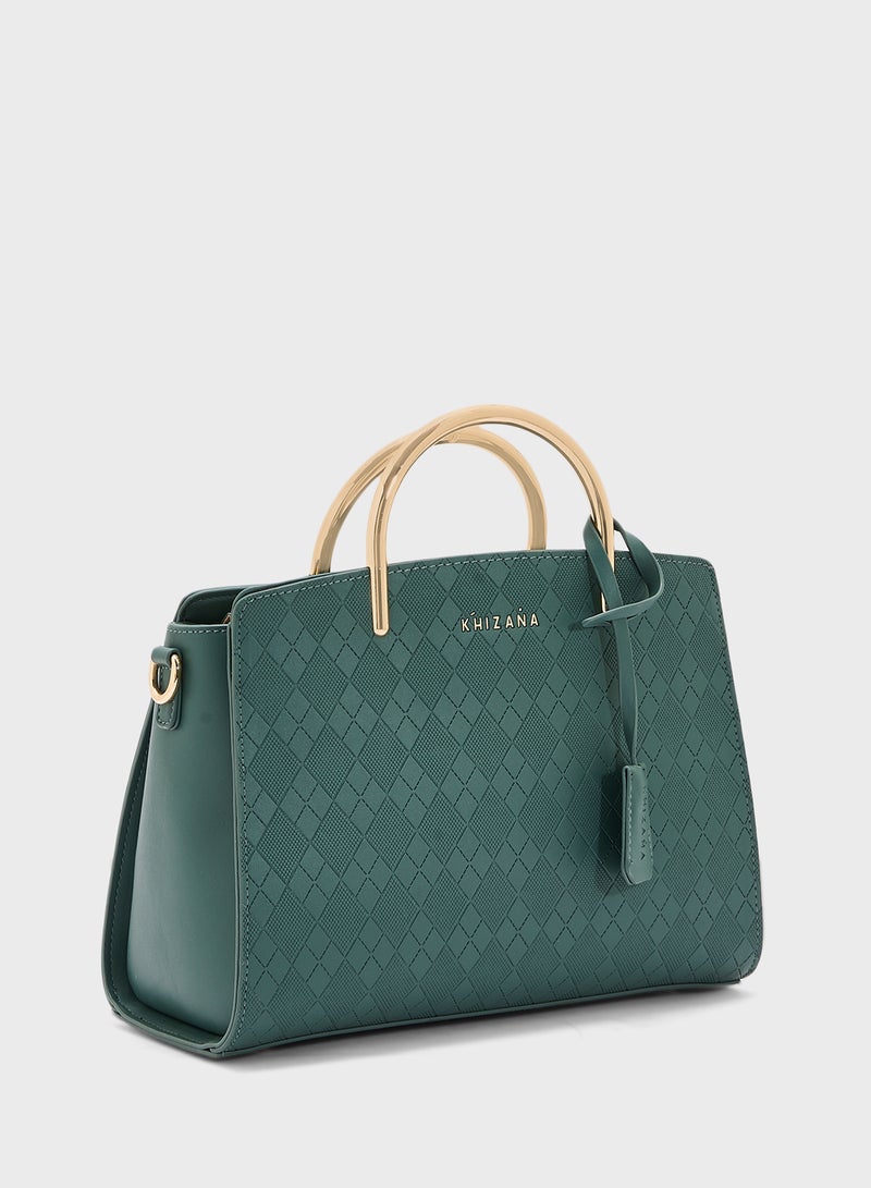 Khizana Metal Handle Textured Satchel Bag  - Image 3
