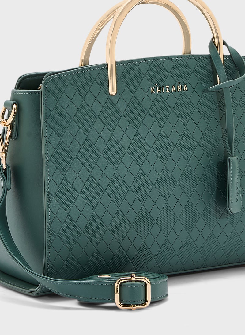 Khizana Metal Handle Textured Satchel Bag  - Image 4