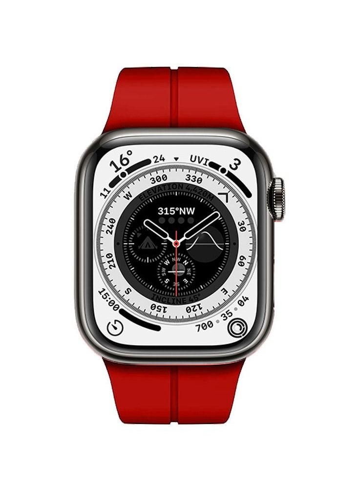 CATANES - Apple Watch Band 42mm 44mm 45mm 49mm Magnetic Band D-buckle Silicone Sport Strap Replacement Wrist Band Red - Image 1