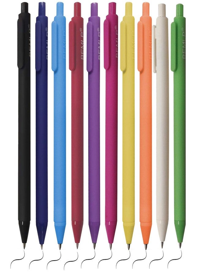 BEMLP Retractable Gel Ink Pen Black 0.5mm Press Quick Drying Fine Point Smooth Writing Pen Ballpoint Pens for Note Taking Journaling Japanese Pens Office School Supplies,Pack of 10 Pieces - Image 1