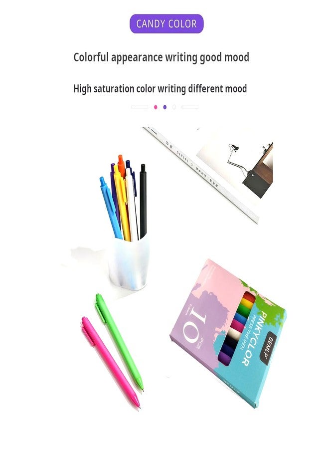 BEMLP Retractable Gel Ink Pen Black 0.5mm Press Quick Drying Fine Point Smooth Writing Pen Ballpoint Pens for Note Taking Journaling Japanese Pens Office School Supplies,Pack of 10 Pieces - Image 5
