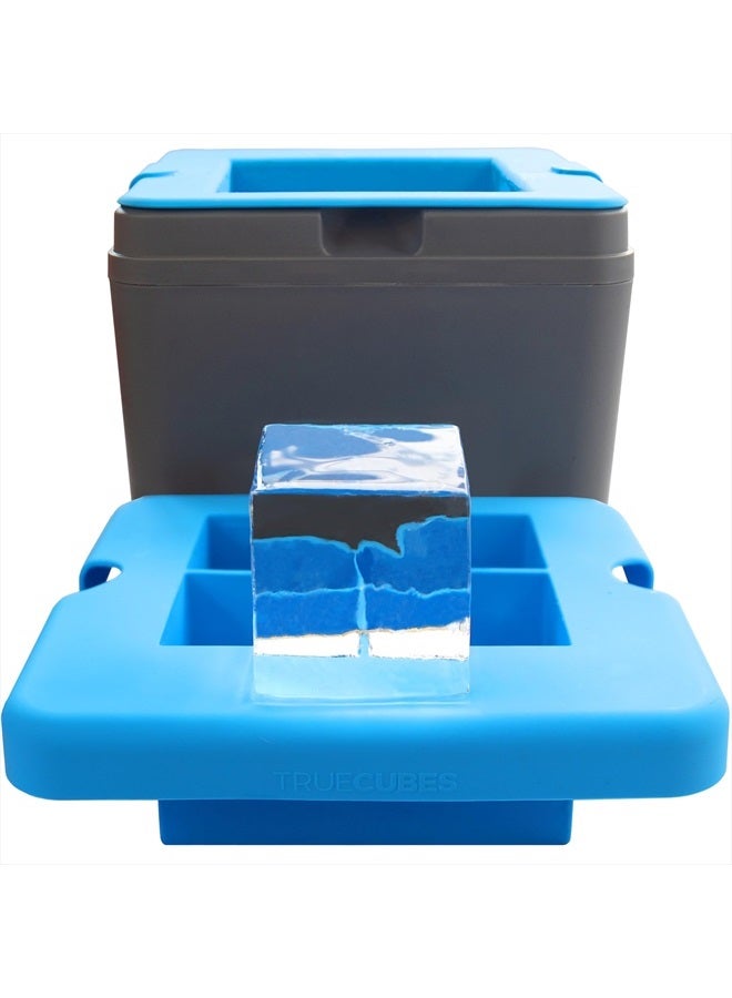 True Cubes Crystal Clear Ice Cube Maker- 4 Large Clear Ice Cubes for Cocktails, Drinks & Whiskey - BPA-Free Silicone Square Ice Cube Mold - Whiskey Gifts for Men  - Image 1