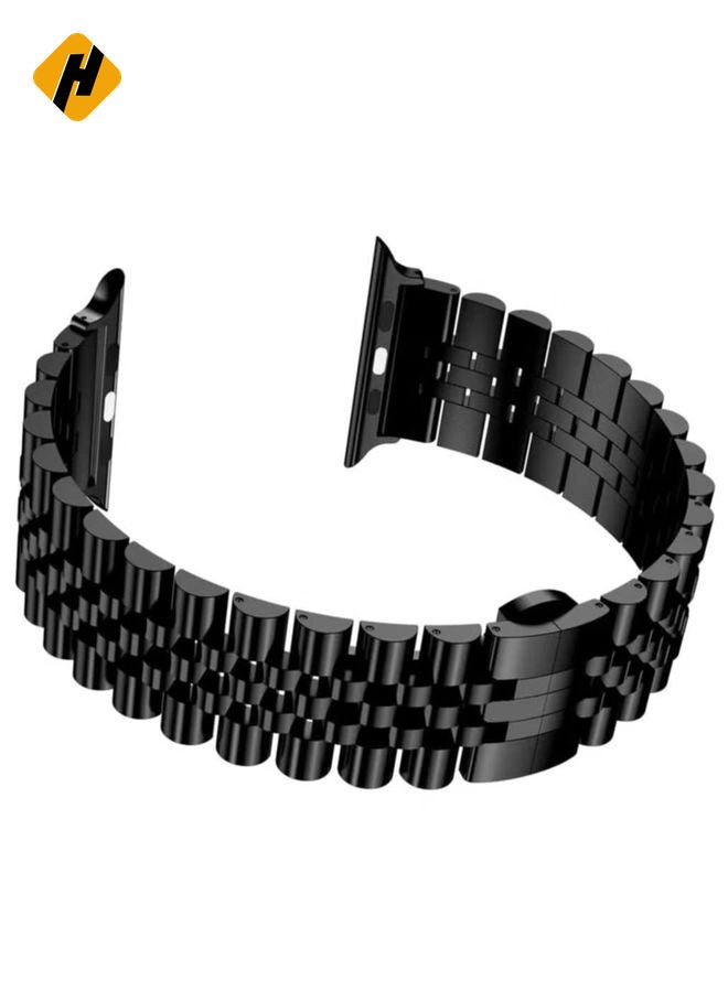HuHa Replacement Band Compatible with Apple Watch Ultra 49mm 45mm / 44mm / 42mm, Stainless Steel Solid Strap Metal Bracelet for Apple Watch Series 8 7 6 5 4 3 2 SE (Black)  - Image 4