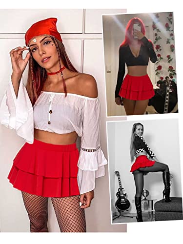 Avidlove Women Mini Skirt Lingerie Cosplay Outfit Role Playing Skirt Red M - Image 4