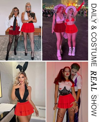 Avidlove Women Mini Skirt Lingerie Cosplay Outfit Role Playing Skirt Red M - Image 3