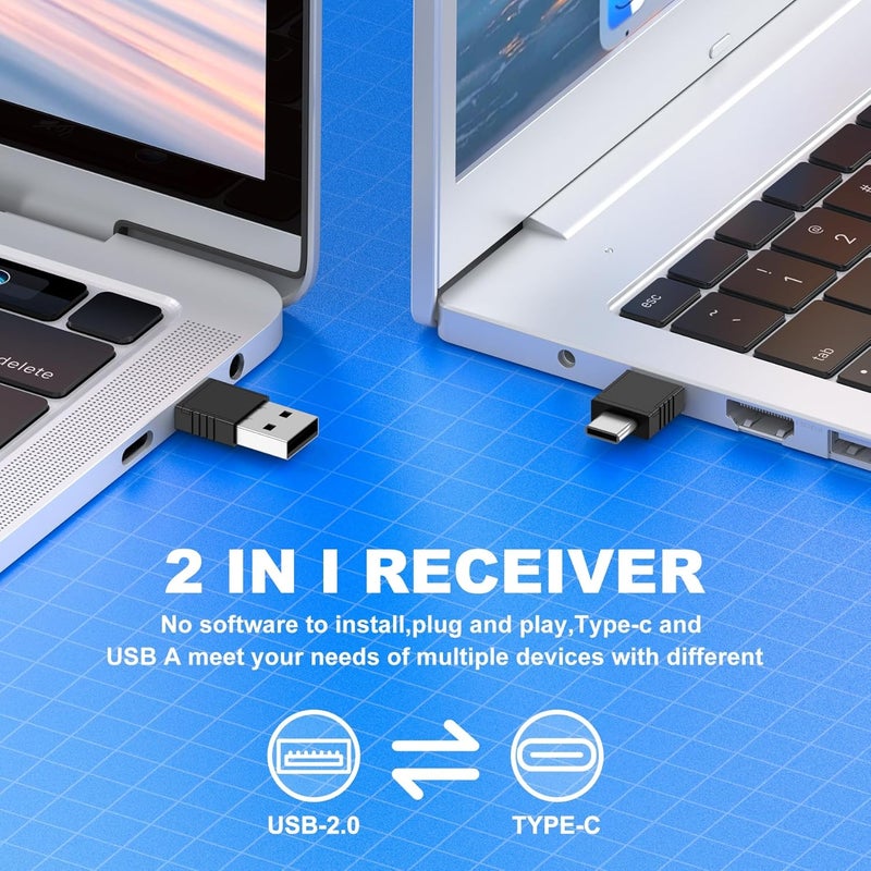 DinoFire USB Type C Wireless Presenter Remote Presentation Clicker,Volume Control PowerPoint Clicker with Red Pointer Long Range PPT Slide Advancer for Mac Laptop PC Computer - Image 2