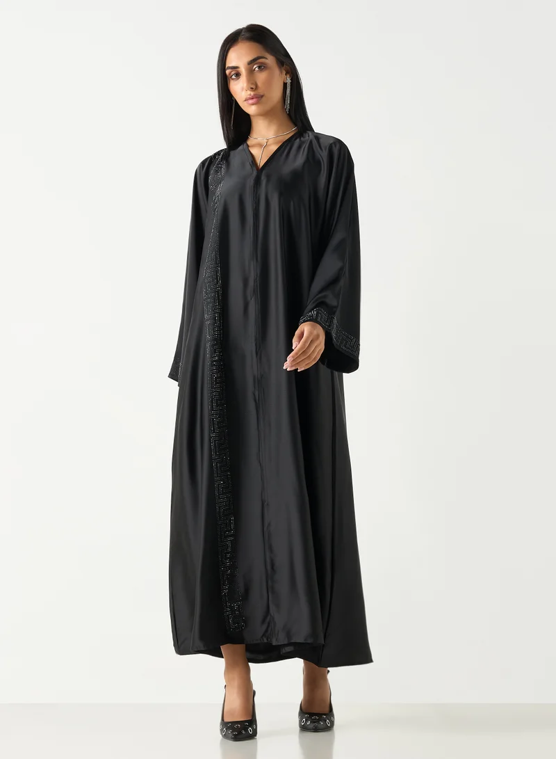 Hadiyath Al Madinah Crystal-Accented  Abaya