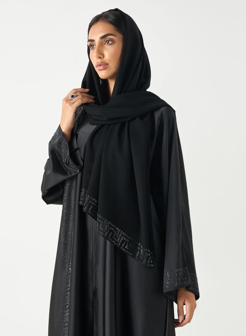 Hadiyath Al Madinah Crystal-Accented  Abaya