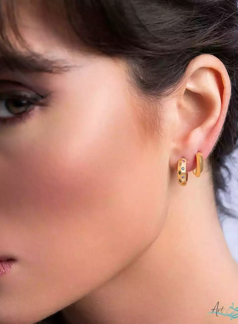 Ruby Art Gold 18K Pure Gold Women’s Earrings – Elegant Lightweight  - 2.66 Gram - Image 2