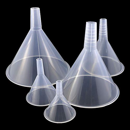 Faxco 5PCS Plastic Funnels, Funnel Set, Small Funnel Set, All Purpose Wide-Mouth Plastic Funnel for Liquid, Spices, Powder, Lotion, Oils - Transparent, Pack of 5 - Image 3