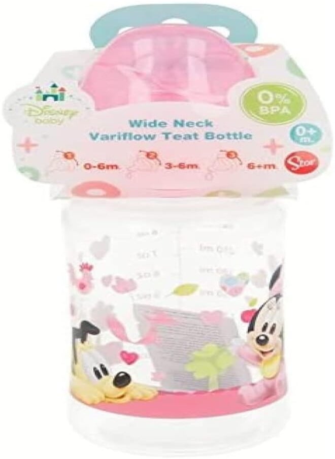 STOR Stor ST-39902 – Wide Neck Baby Bottle 240 ml Silicone 3 Positions – Minnie Mouse Design 