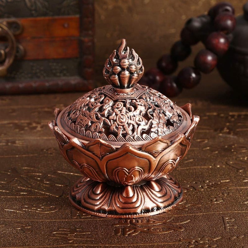 klarako Incense Holder, Incense Burner Censer 6.9 x 7 cm Classic Decor Decoration, Incense Burner(Rotbronze) - Image 2
