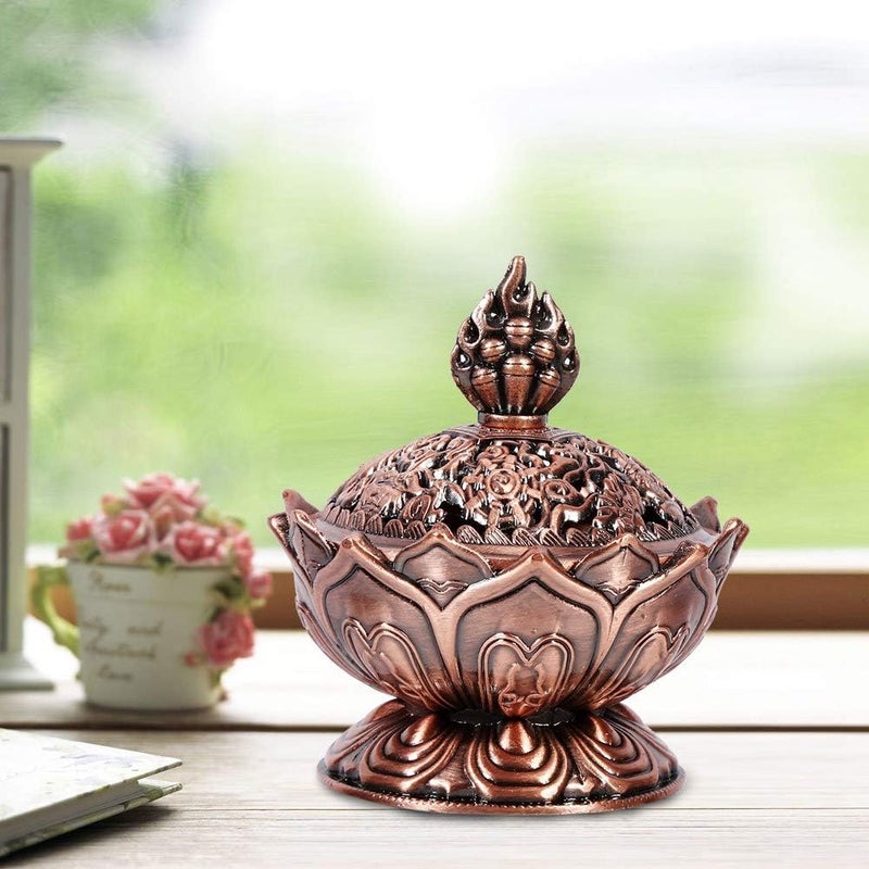 klarako Incense Holder, Incense Burner Censer 6.9 x 7 cm Classic Decor Decoration, Incense Burner(Rotbronze) - Image 3