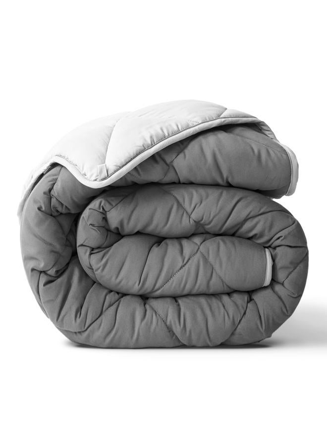 ViscoSoft Down Alternative Reversible Comforter Twin/Twin XL - All Seasons Breathable Extra Long Premium Soft Microfiber Gray Duvet Cover Insert - Image 1
