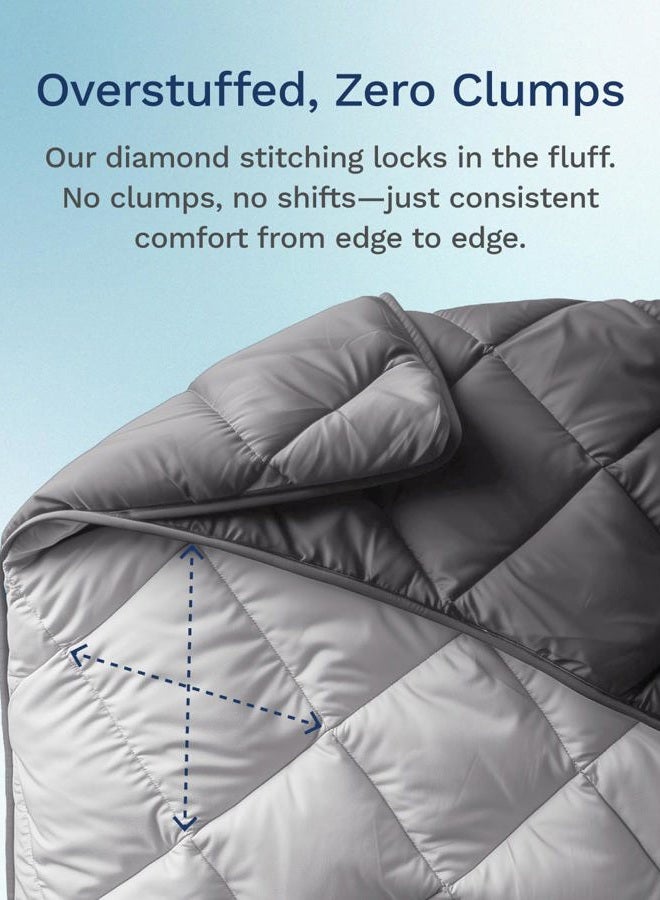 ViscoSoft Down Alternative Reversible Comforter Twin/Twin XL - All Seasons Breathable Extra Long Premium Soft Microfiber Gray Duvet Cover Insert - Image 5