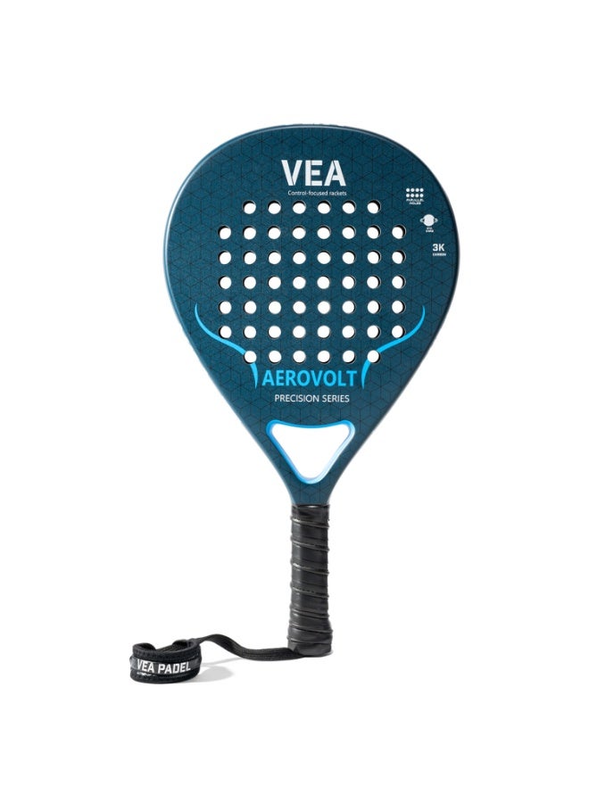 VEA AEROVOLT Professional Padel Racket | 3K Carbon Fiber Frame | Teardrop Shape for Power & Control | EVA Core | Sandgrit Surface for Spin | 360 g Lightweight Racquet with Carry Bag - Image 1