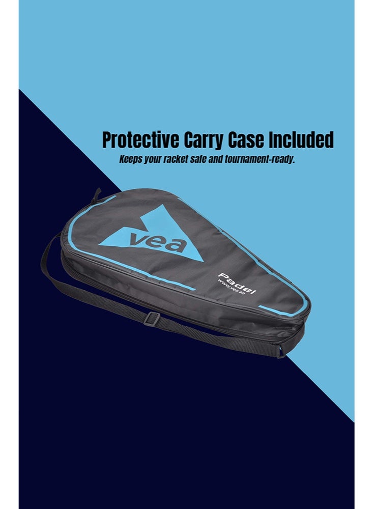 VEA AEROVOLT Professional Padel Racket | 3K Carbon Fiber Frame | Teardrop Shape for Power & Control | EVA Core | Sandgrit Surface for Spin | 360 g Lightweight Racquet with Carry Bag - Image 4