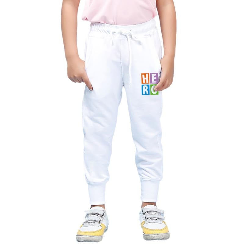 Nusyl Boys Printed Track Pants for Kids | Soft Cotton Blend | Comfortable Fit | Everyday Casual Wear | 2-17 Years | White - Image 1