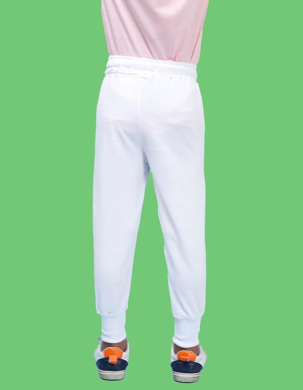 Nusyl Boys Printed Track Pants for Kids | Soft Cotton Blend | Comfortable Fit | Everyday Casual Wear | 2-17 Years | White - Image 2
