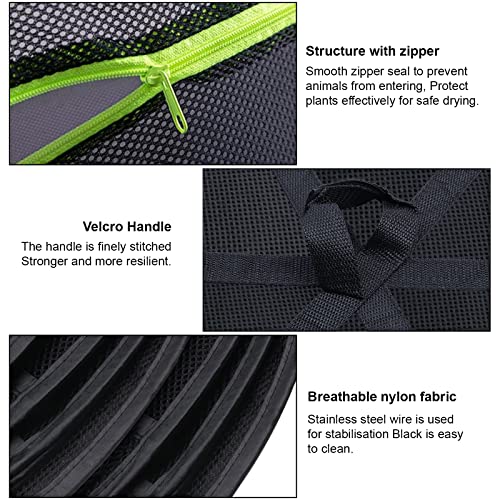 Coopache 4 Layer Herb Drying Rack Hanging Mesh Plant Dry Net Basket for Herbs Plants Flower Vegetables Spices Fish Food with Green Zippers - Image 4
