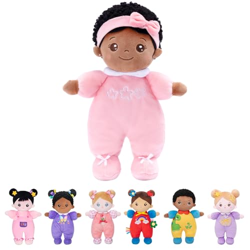 OUOZZZ Black Baby Doll for 1 Year Old Girl Gifts - First African American Baby Dolls Toys for Girl Birthday Christmas Plush Gift for Toddler 10" - Image 1