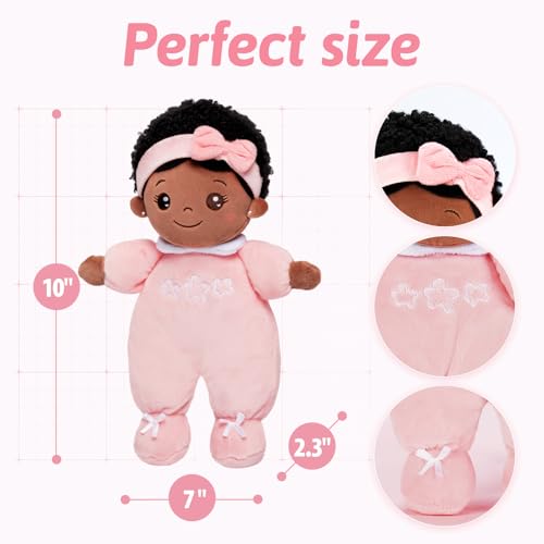OUOZZZ Black Baby Doll for 1 Year Old Girl Gifts - First African American Baby Dolls Toys for Girl Birthday Christmas Plush Gift for Toddler 10" - Image 2
