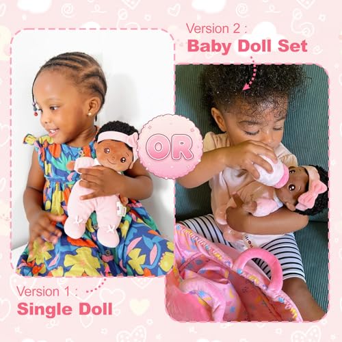 OUOZZZ Black Baby Doll for 1 Year Old Girl Gifts - First African American Baby Dolls Toys for Girl Birthday Christmas Plush Gift for Toddler 10" - Image 5