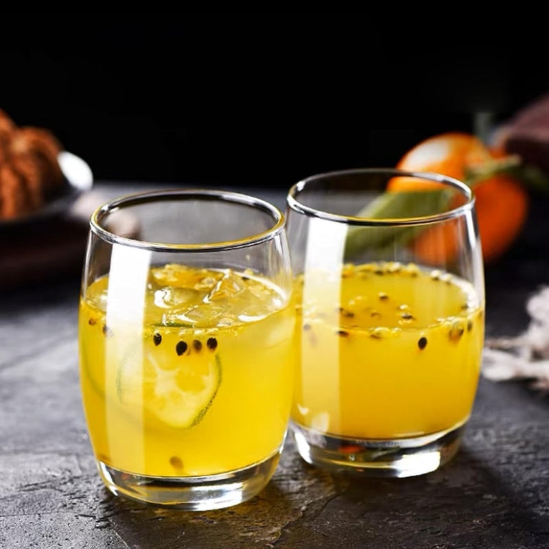 Jinelza Italian Water and Juice Glasses Set of 6 Transparent 200ml Medium Size Tumbler Oval Glasses for Drinking Juice Water Sharbat and Cocktails Glass Water Glass - Image 3
