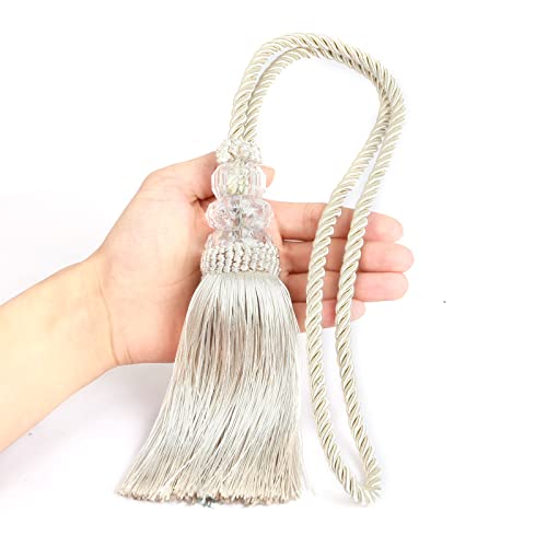 HedongHexi Curtain Tiebacks with Tassel, Outdoor Elegant Decorative Curtain Holdback,Modern Rope Window Curtain Ties Backs for Draperies 2 Pack (2, Beige) - Image 2