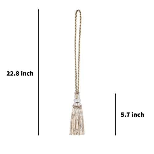 HedongHexi Curtain Tiebacks with Tassel, Outdoor Elegant Decorative Curtain Holdback,Modern Rope Window Curtain Ties Backs for Draperies 2 Pack (2, Beige) - Image 3