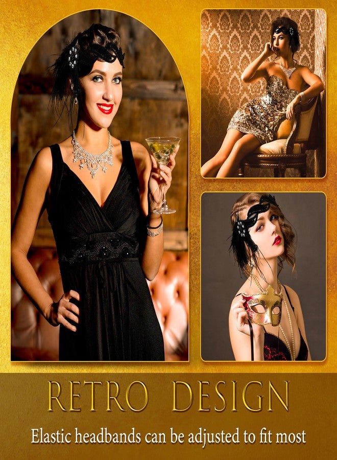 WLLHYF 1920s Flapper Headband, 20s Feather Hair Band Vintage Feather Crystal Headpiece Gatsby Party Accessories for Women (white diamond) - Image 4