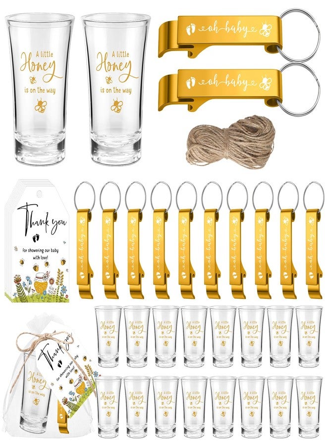 Singhoow 50 Sets Baby Shower Favor for Guests Acrylic Shot Glasses with Bottle Opener Keychains Thank You Tags and Bags Gender Reveal Party Favors for Guest Baby Shower Return Gift(Bee) - Image 1