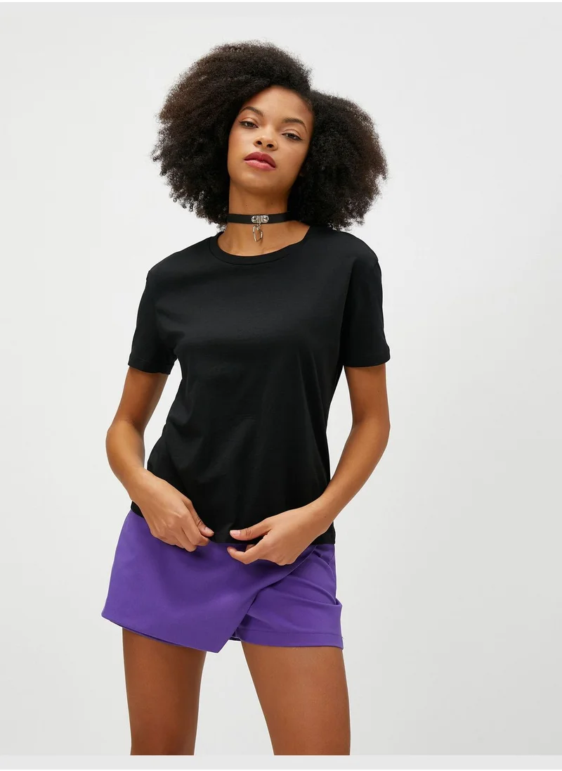 كوتون Cotton Crew Neck Short Sleeve Basic T-Shirt