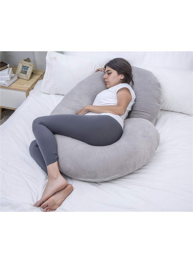 1 MIDDLE ONE C Shaped Pregnancy Pillowcase, Breathable Velour Replacement Cover with Zipper for Maternity Pillow, Cover Only (Grey) - Image 5