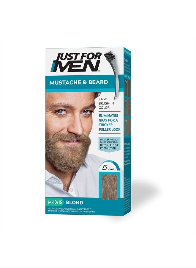 Just For Men Just For Men Mustache & Beard, Beard Dye for Men with Brush Included for Easy Application, With Biotin Aloe and Coconut Oil for Healthy Facial Hair - Blond, M-10/15, Pack of 1  - Image 1