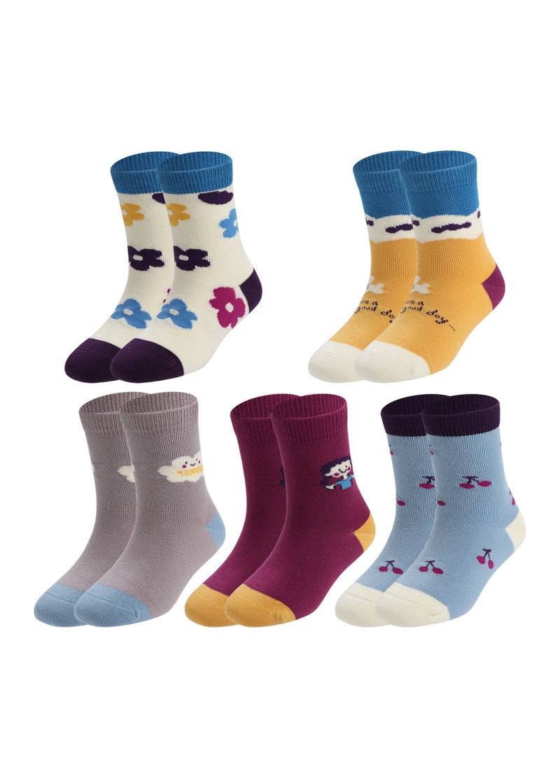 Human feelings - Pack Of 5 Pattern Striped Girls Toddler Crew Socks 3-5Y - Image 1