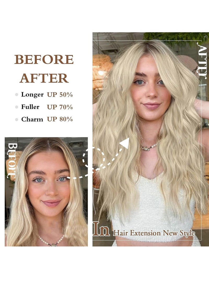SOLARAE Hair Extensions Adjustable Long Wavy Hairextension Synthetic Wig Upgrade 4 Secure Clips in Hairpieces Invisible Wire Hair Extensions - Image 2