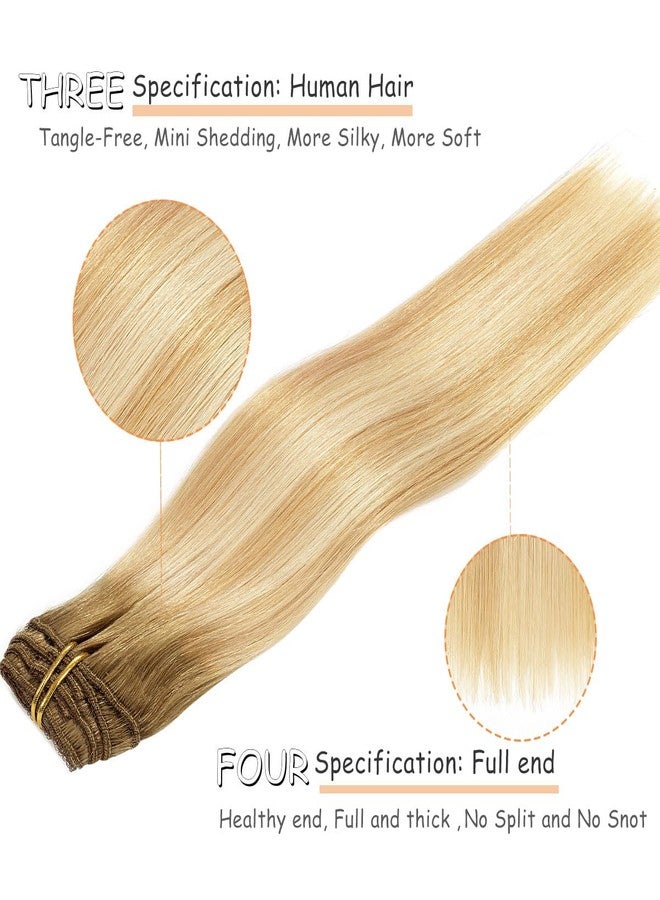 Caliee Hair Extensions Clip in Human Hair 16inch Invisible Double Weft Lace Clip in Hair Extenisons for Full Head 120g Balayage Human Hair Extensions Clip in Remy Hair Extenions Nutural Straight Hair - Image 5