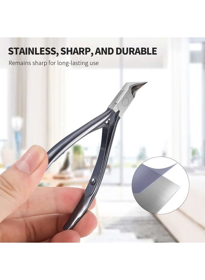 FERYES Toenail Clipper Straight Blade for Ingrown and Thick Nails - Stainless Steel and Sharp Pointed Tip Ingrown Nail Clipper – Wide Jaw Toe Nail Cutter Podiatry Tool Dark Gray - Image 4