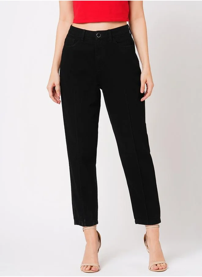 جلو باص Solid High Rise Relaxed Fit Jeans with Pockets by Styli