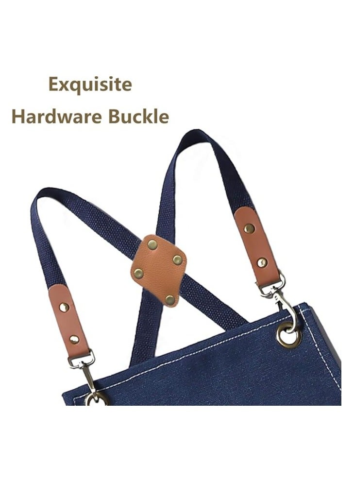 جوي لينك Chef Apron Waterproof  for Women and Men,Cotton Canvas Apron with Adjustable Straps and Large Pockets, for Kitchen Cooking Baking Hairstylist Woodworking Welding Carpenter Work Bib Painting Gardenin - Image 2